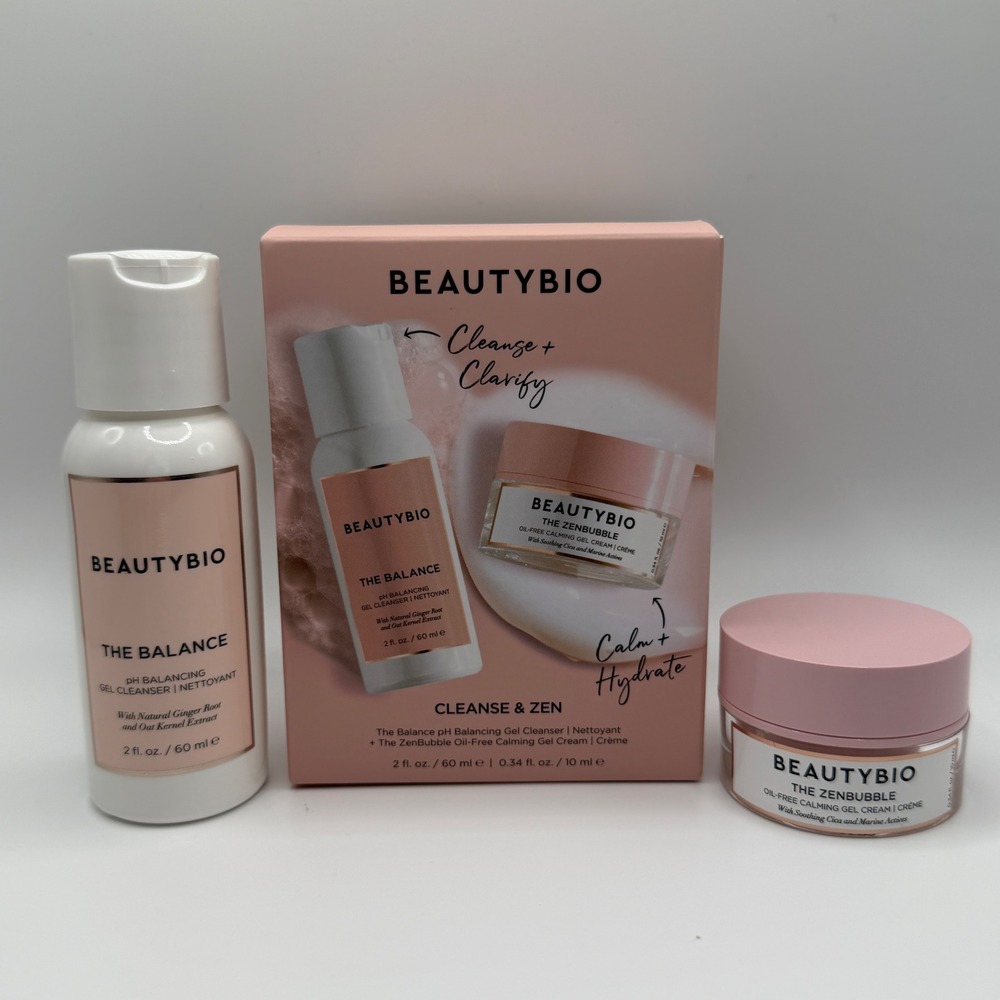 BeautyBio Cleanse & Zen Set Balance Cleanser & ZenBubble Gel‎ Cream Duo NIB